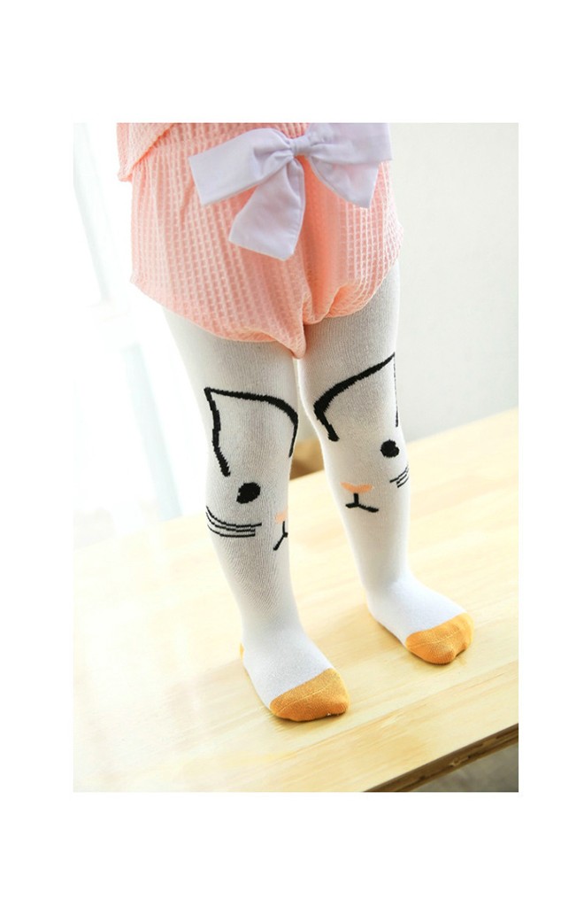 ถุงน่องเด็กสีขาวลายกระต่าย มีกันลื่น
