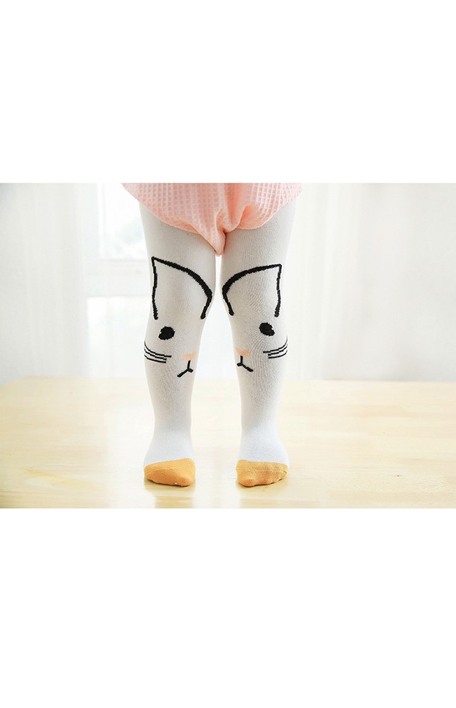 ถุงน่องเด็กสีขาวลายกระต่าย มีกันลื่น