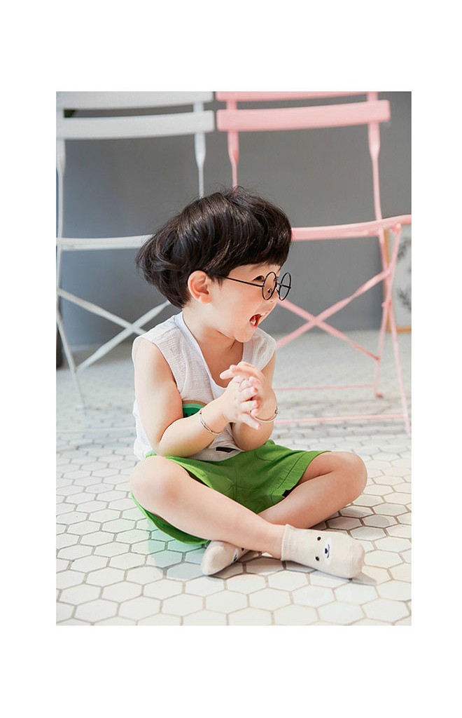 ถุงเท้าเด็กแพ็ค 3 คู่ ลายหมี สีกาแฟ เทา และ ชมพู