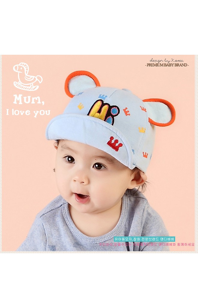 หมวกแก๊ปแต่งหูมิกกี้ ลายมงกุฎ ปักอักษร Hi จาก TIANYI BEAR