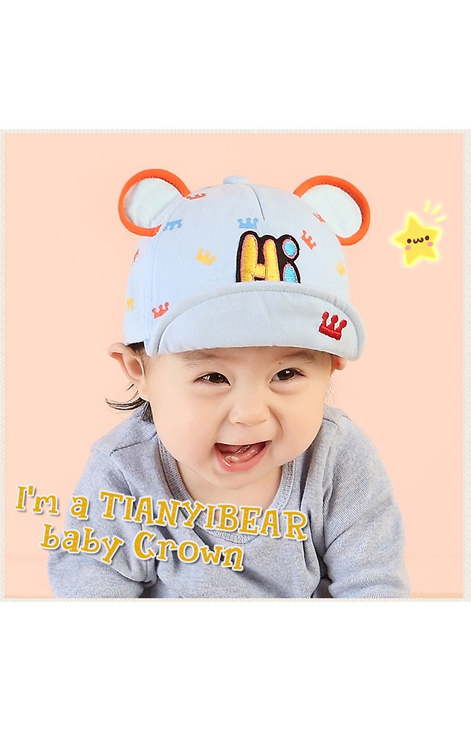 หมวกแก๊ปแต่งหูมิกกี้ ลายมงกุฎ ปักอักษร Hi จาก TIANYI BEAR