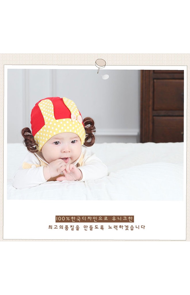 หมวกปอยผมแต่งหูกระต่ายผูกโบว์เล็กๆ น่ารัก