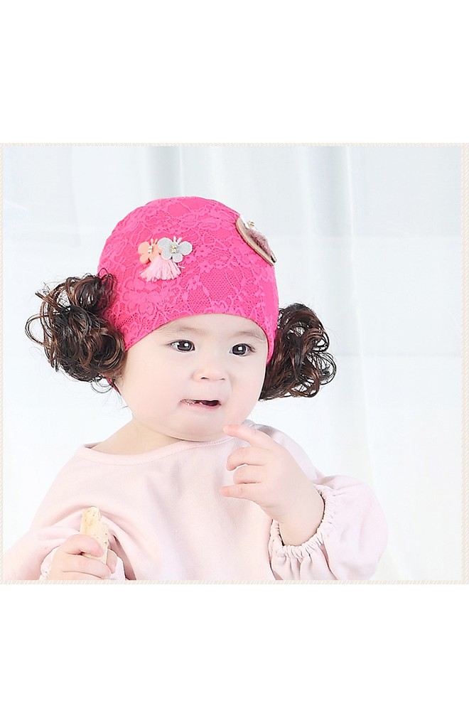 หมวกปอยผมผ้าลูกไม้ยืดแต่งผีเสื้อและดอกไม้ จาก TIANYI BEAR