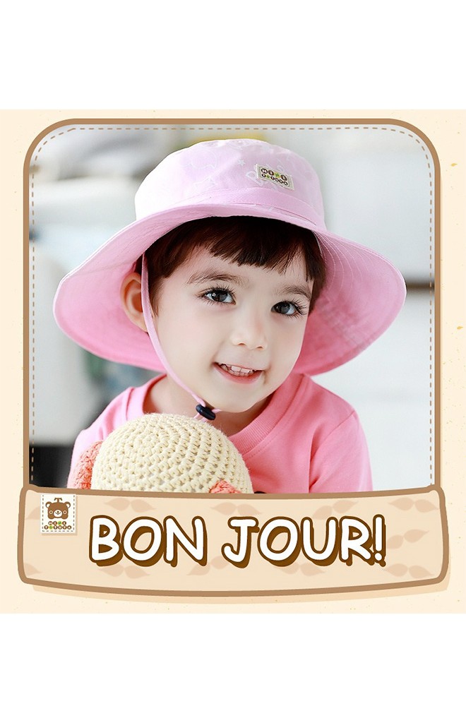 หมวกเด็กปีกกว้างสกรีนลายอักษร BON JOUR จาก TUTUYA