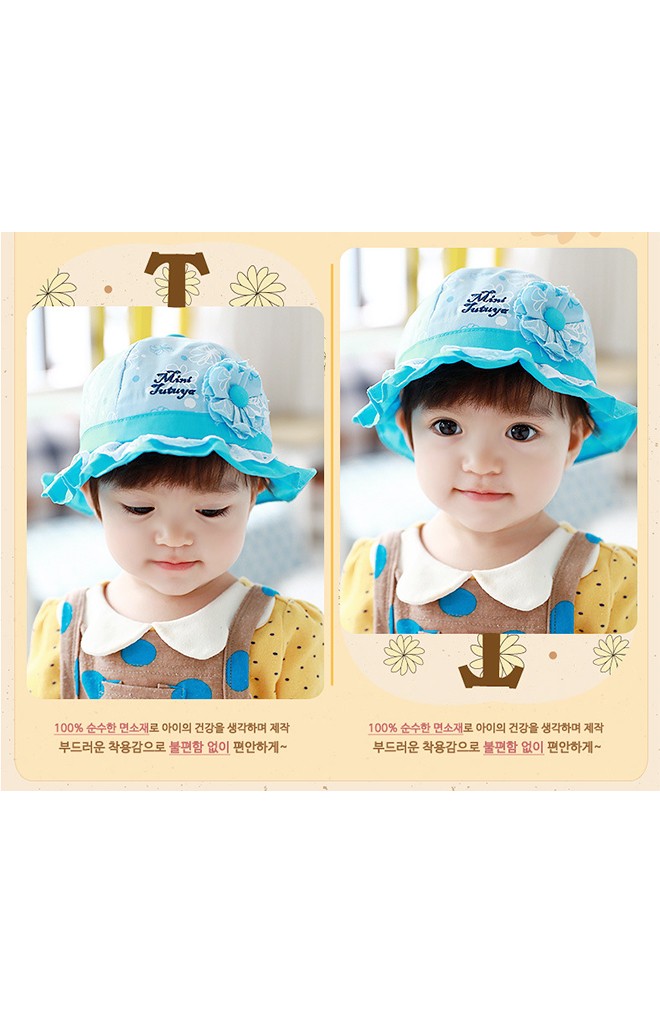 หมวกเด็กหญิงลายดอก แต่งดอกไม้น่ารัก จาก TUTUYA
