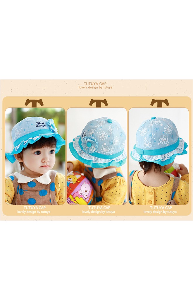 หมวกเด็กหญิงลายดอก แต่งดอกไม้น่ารัก จาก TUTUYA