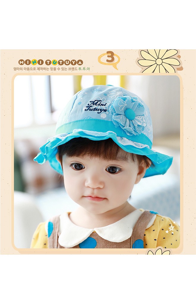หมวกเด็กหญิงลายดอก แต่งดอกไม้น่ารัก จาก TUTUYA