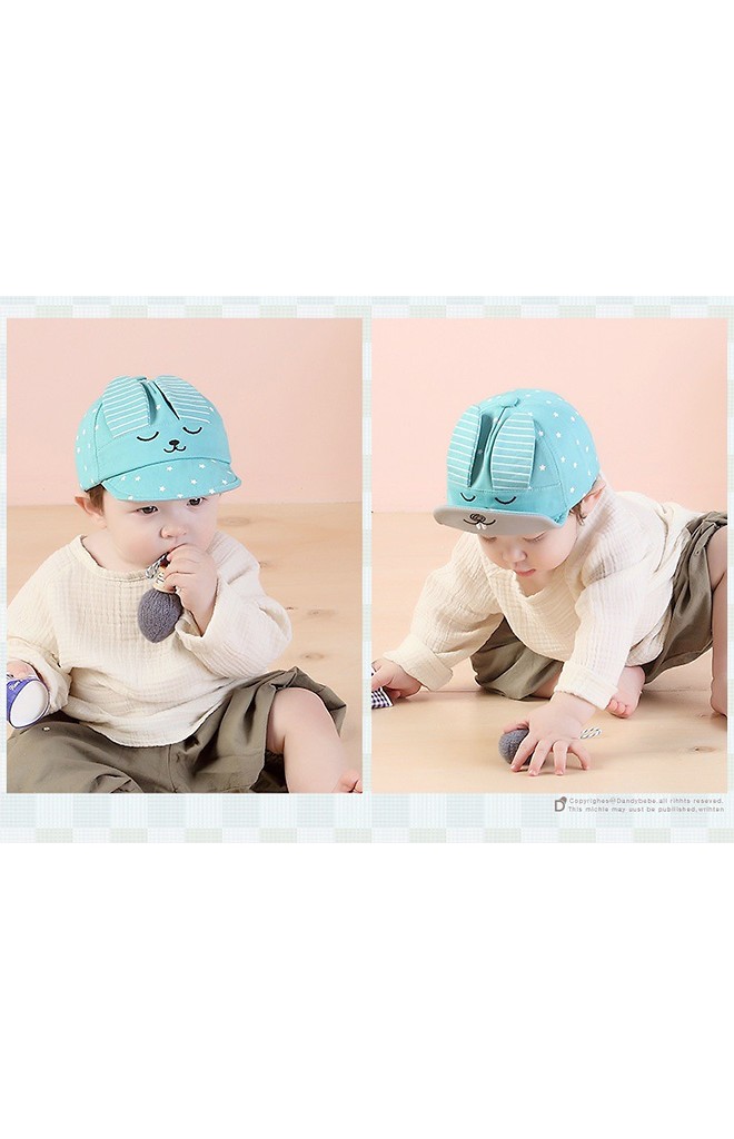 หมวกแก๊ปกระต่ายหูตั้งลายดาว