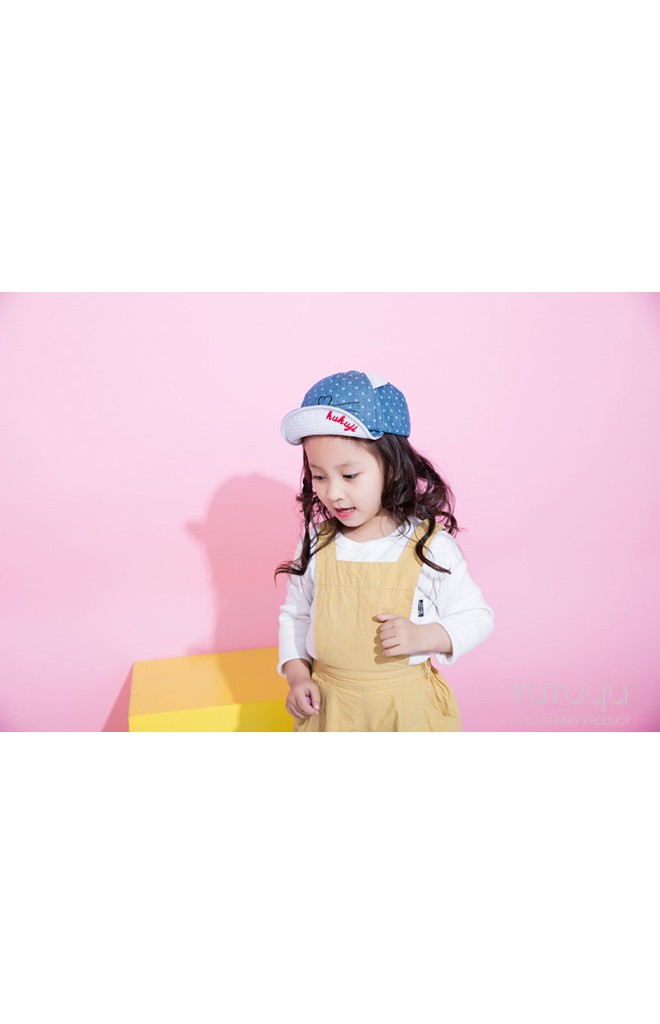 หมวกแก๊ปลายจุด ปักหน้าแมว แต่งหูน่ารัก