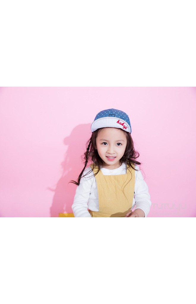 หมวกแก๊ปลายจุด ปักหน้าแมว แต่งหูน่ารัก