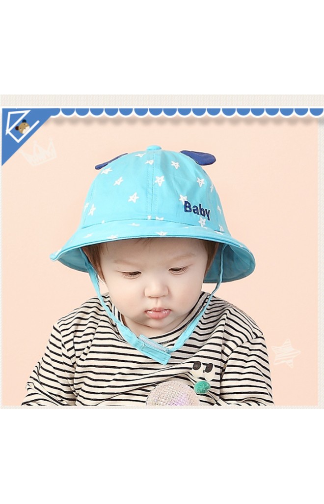 หมวกปีกรอบลายดาว ปัก Baby แต่งหูน่ารัก TIANYIBEAR