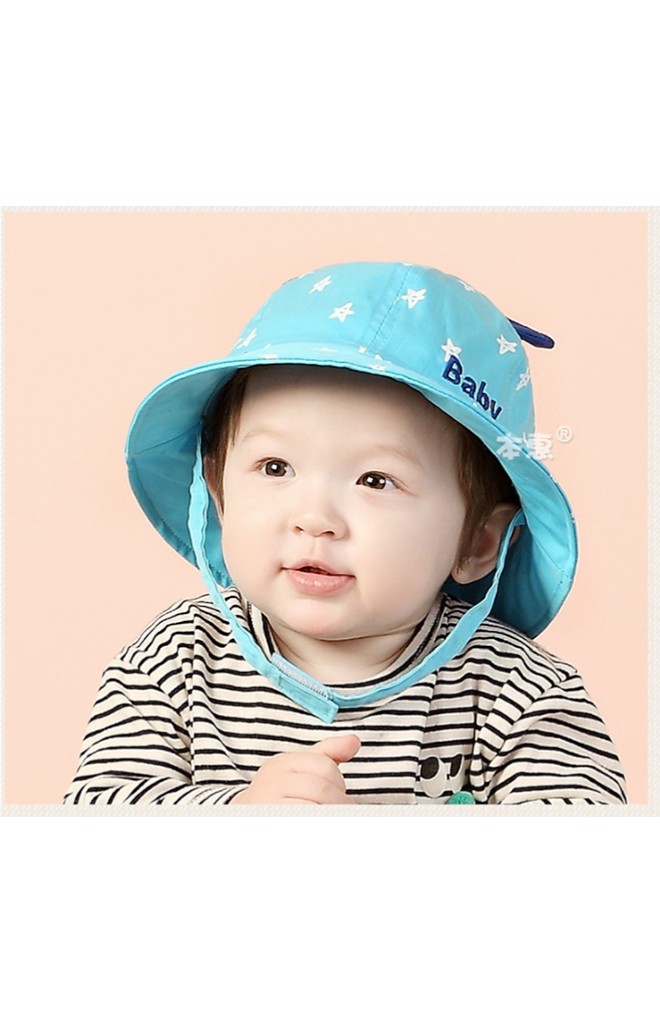 หมวกปีกรอบลายดาว ปัก Baby แต่งหูน่ารัก TIANYIBEAR