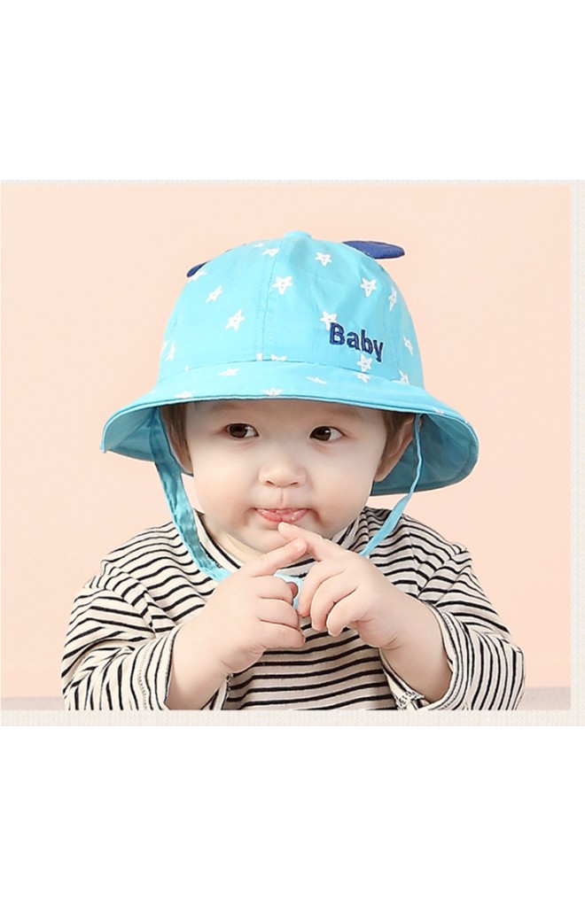 หมวกปีกรอบลายดาว ปัก Baby แต่งหูน่ารัก TIANYIBEAR