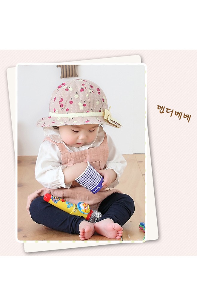 หมวกบัคเก็ตสาวน้อยผ้าฝ้ายลายดอก คาดโบว์หวาน KUKUJI