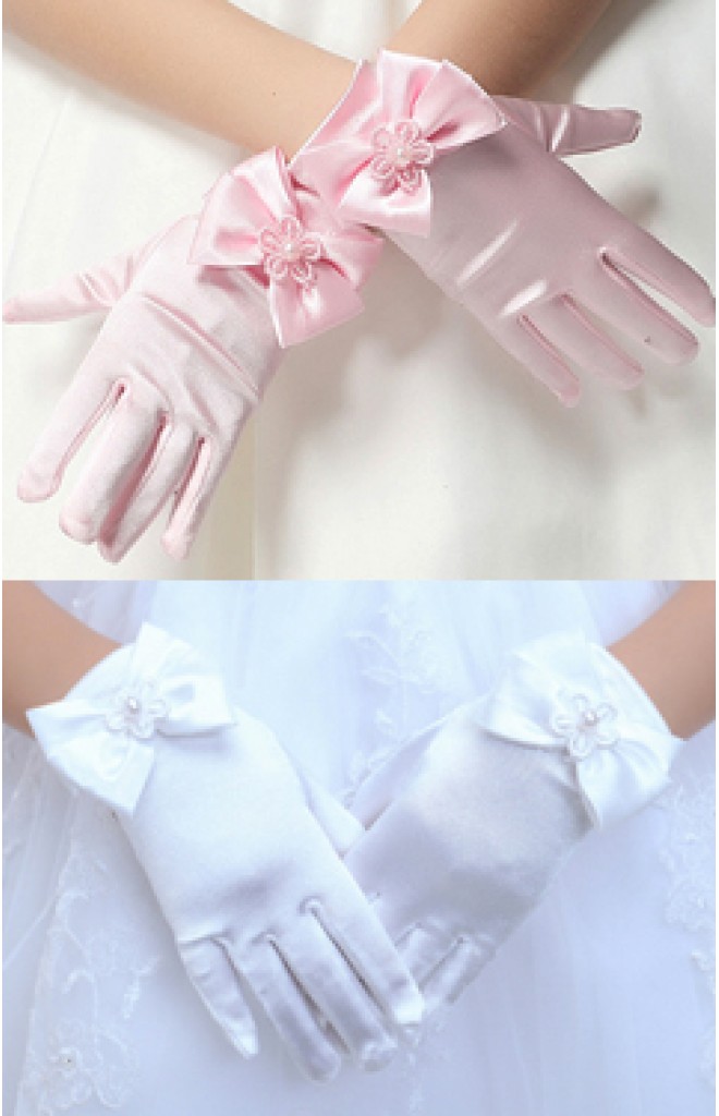 ถุงมือเด็กหญิงแบบสั้นแต่งโบว์หวาน ถุงมือเด็กหญิงแบบสั้นแต่งโบว์หวาน