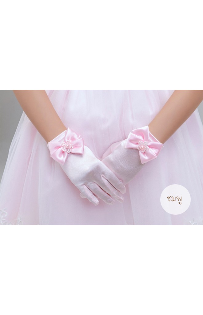 ถุงมือเด็กหญิงแบบสั้นแต่งโบว์หวาน