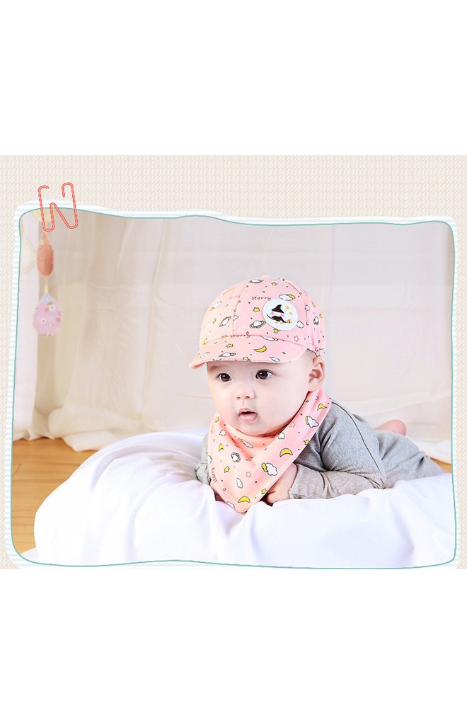 เซ็ตหมวกแก๊ปปีกอ่อนมาพร้อมผ้ากันเปื้อนลายแม่มดท่องอวกาศ YOYOTREE