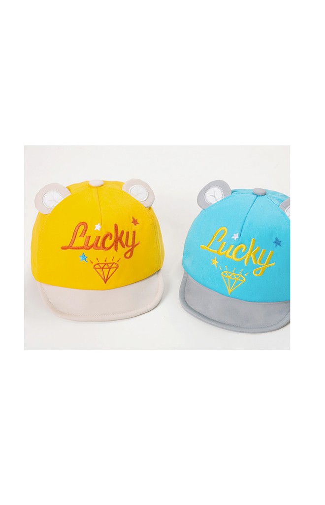 หมวกแก๊ปปักอักษร Lucky ใต้ปีกหมวกปักหน้าหมี GZMM