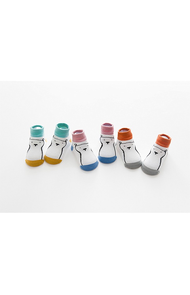 เซ็ตถุงเท้าเด็กลายหมีตัดขอบสีสดใส แพ็ค 3 คู่
