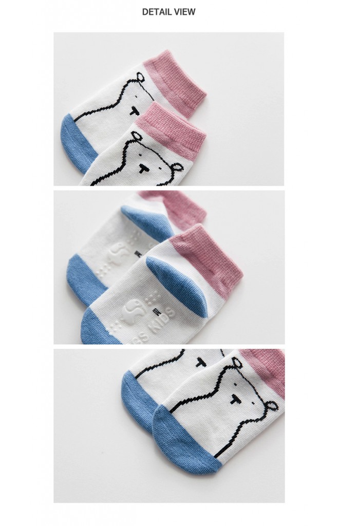 เซ็ตถุงเท้าเด็กลายหมีตัดขอบสีสดใส แพ็ค 3 คู่