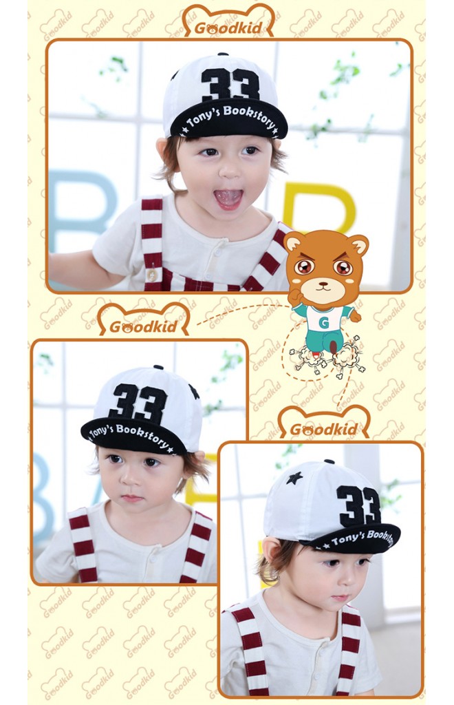 หมวกแก๊ปแต่งเลข 33 ปักรูปดาว ใต้หมวกสกรีนอักษร Goodkid