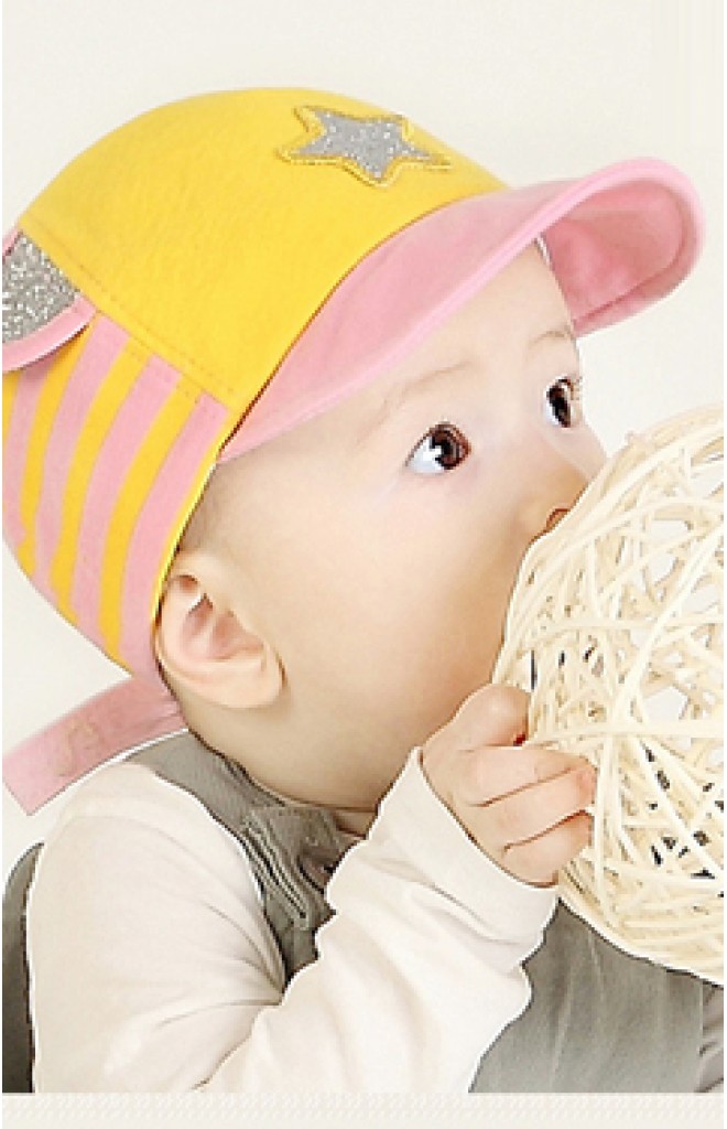 หมวกแก๊ปเด็กแต่งรูปดาว มีหูน่ารัก ใต้ปีกหมวกปัก STAR จาก TIANYI BEAR