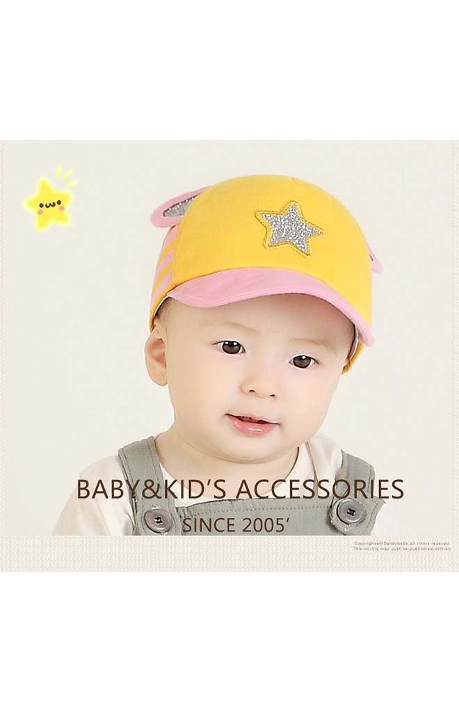 หมวกแก๊ปเด็กแต่งรูปดาว มีหูน่ารัก ใต้ปีกหมวกปัก STAR จาก TIANYI BEAR