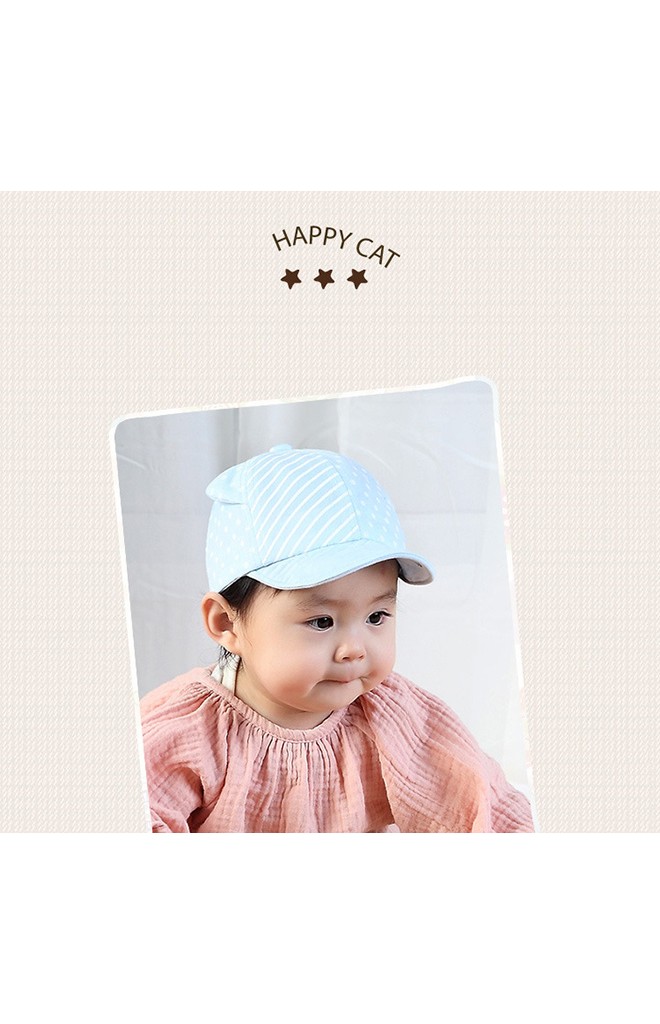 หมวกแก๊ปหน้าแมวลายจุด แต่งหูน่ารัก