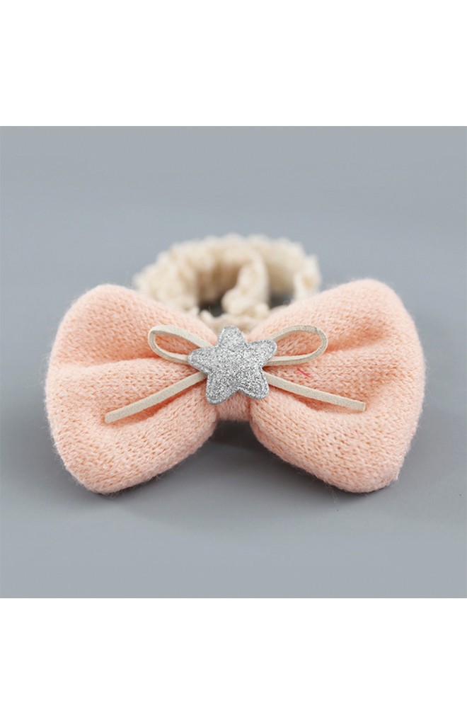 สายคาดผมโบว์แต่งดาวเงิน สายยืดลูกไม้สีครีม Angel Neitiri