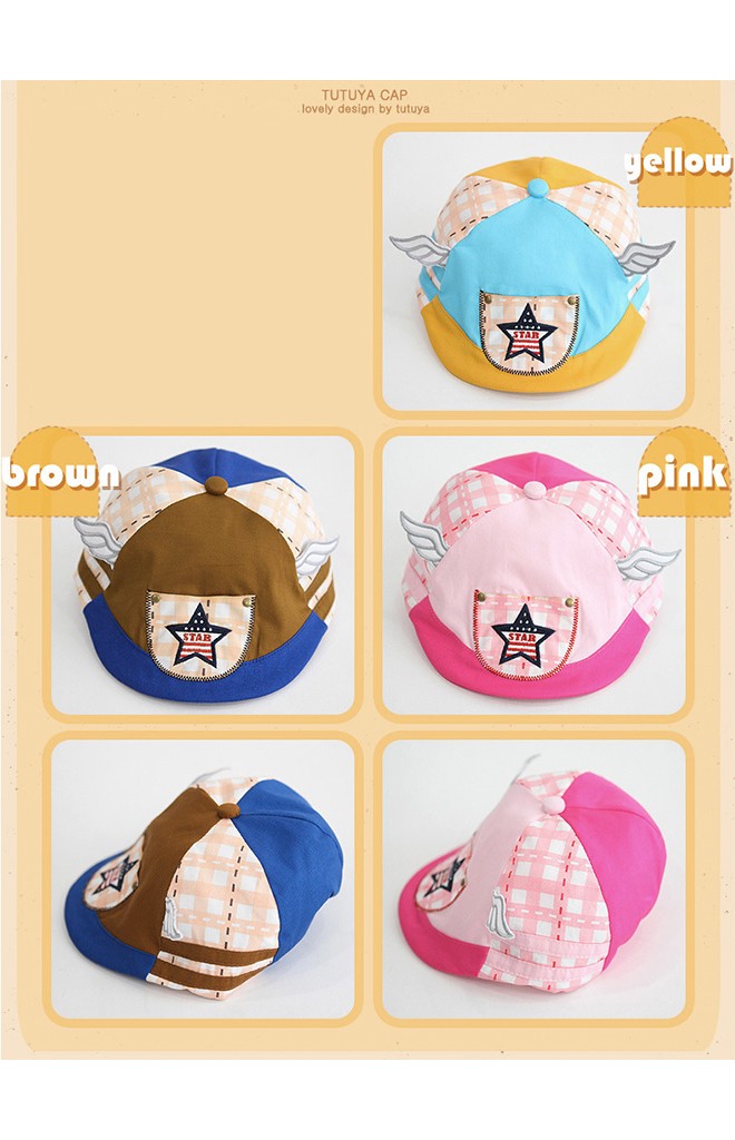 หมวกแฟล็ตแค็ป Flat Cap ด้านหน้ารูปดาว แต่งปีกแต่งน่ารัก TUTUYA