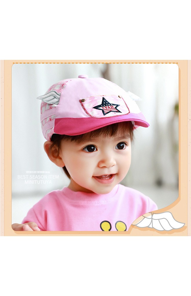 หมวกแฟล็ตแค็ป Flat Cap ด้านหน้ารูปดาว แต่งปีกแต่งน่ารัก TUTUYA