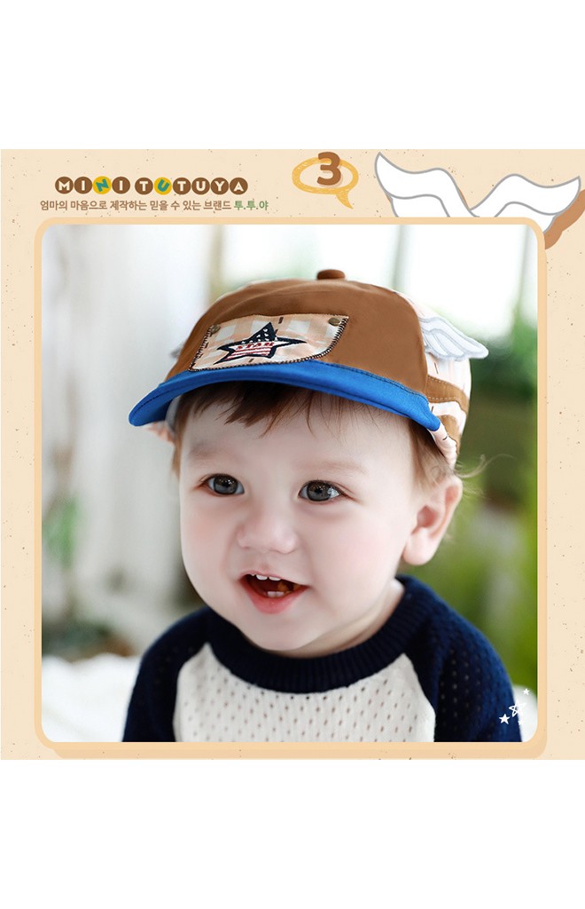 หมวกแฟล็ตแค็ป Flat Cap ด้านหน้ารูปดาว แต่งปีกแต่งน่ารัก TUTUYA