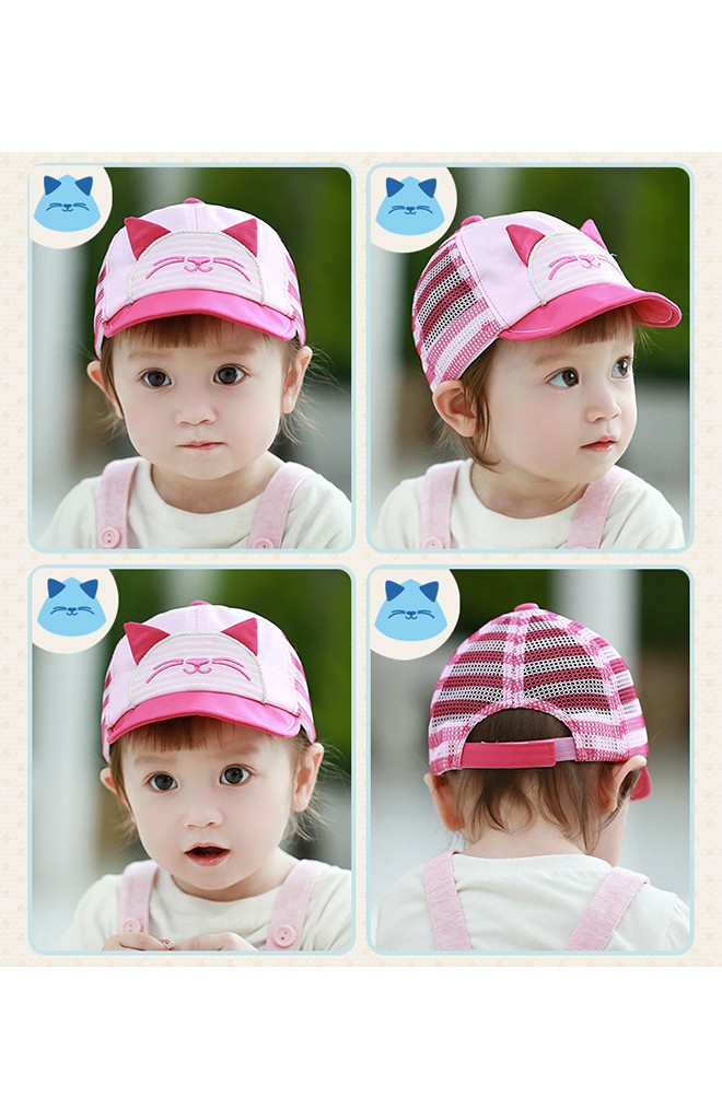 หมวกแก๊ปแมวน้อยหน้ายิ้ม ด้านหลังตาข่ายลายขวาง TUTUYA