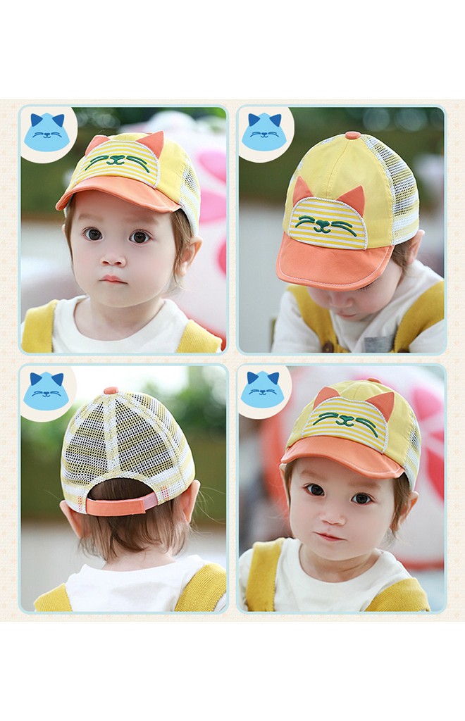 หมวกแก๊ปแมวน้อยหน้ายิ้ม ด้านหลังตาข่ายลายขวาง TUTUYA