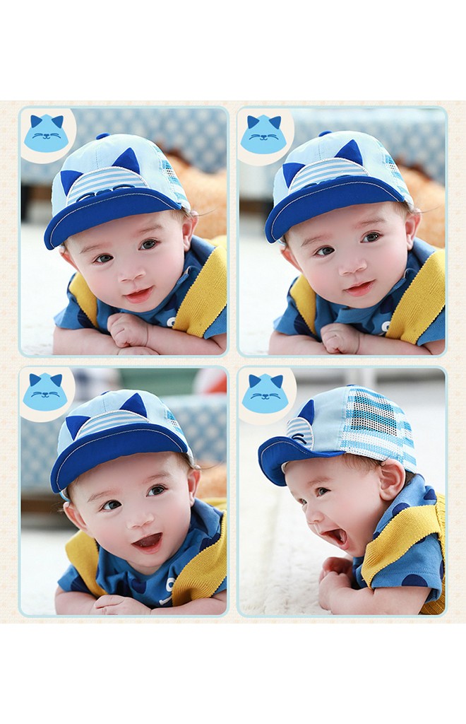 หมวกแก๊ปแมวน้อยหน้ายิ้ม ด้านหลังตาข่ายลายขวาง TUTUYA
