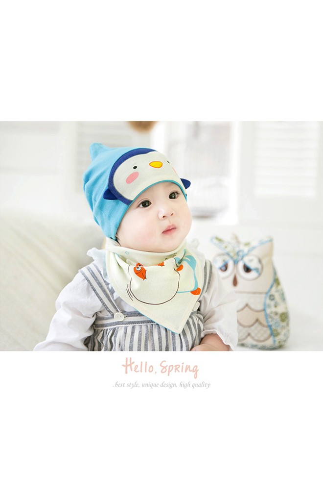 เซ็ตหมวกเพนกวินมาพร้อมผ้ากันเปื้อน จาก GZMM