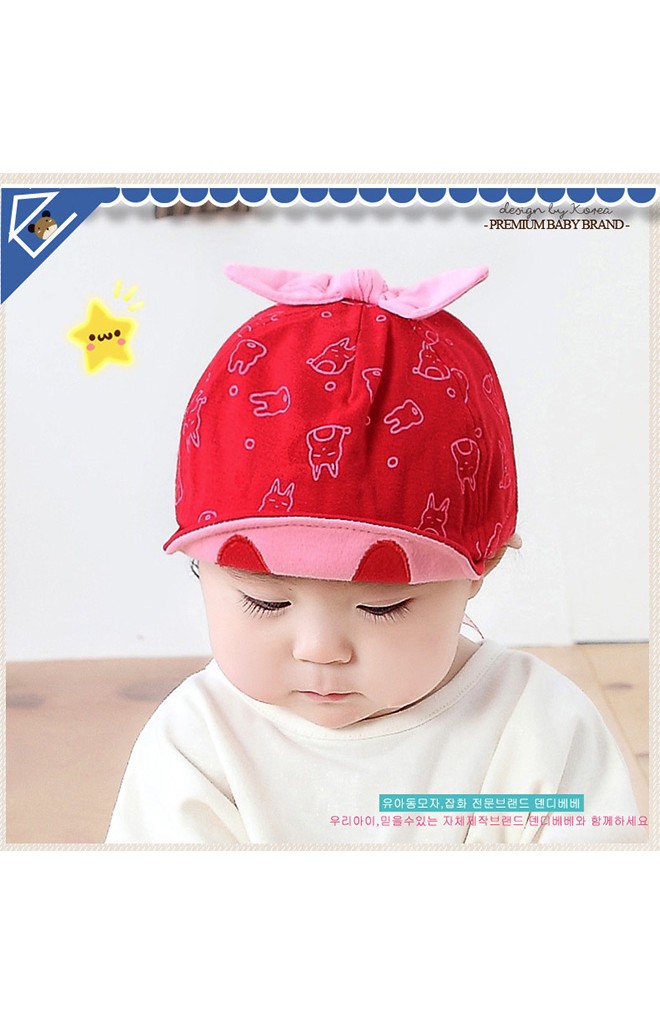 หมวกแก๊ปลายกระต่ายด้านบนแต่งโบว์ผูก จาก TIANYI BEAR