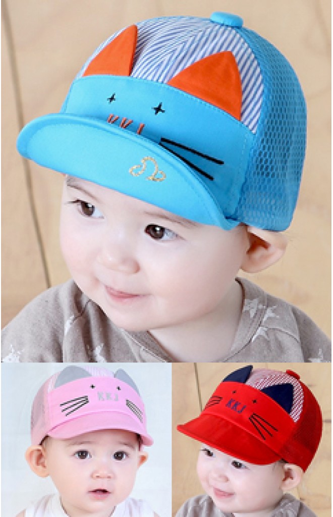 หมวแก๊ปหน้าแมวน้อยหูแหลมน่ารัก ด้านหลังผ้าตาข่าย KUKUJI หมวแก๊ปหน้าแมวน้อยหูแหลมน่ารัก ด้านหลังผ้าตาข่าย KUKUJI