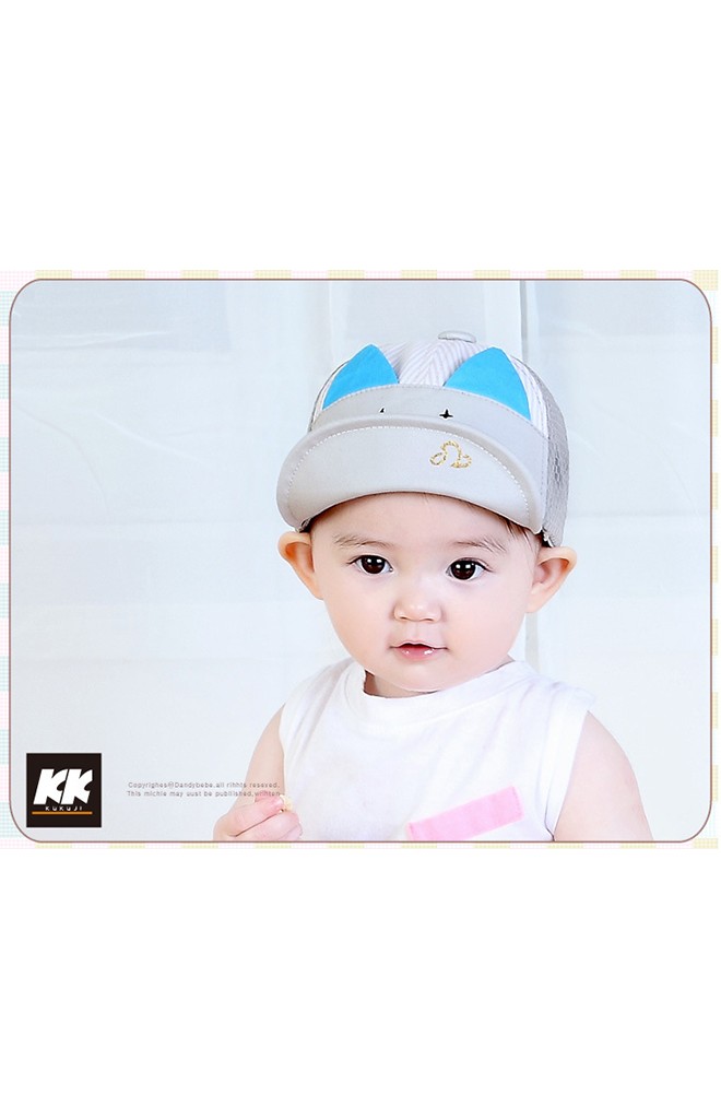 หมวแก๊ปหน้าแมวน้อยหูแหลมน่ารัก ด้านหลังผ้าตาข่าย KUKUJI
