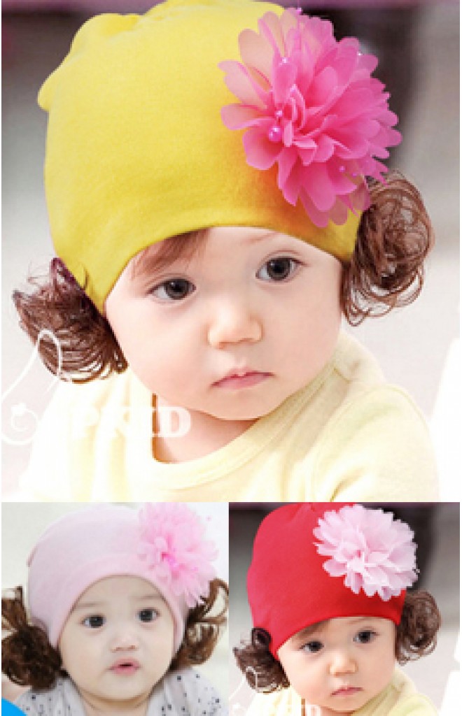 หมวกปอยผมแต่งดอกไม้ฟูน่ารัก หมวกปอยผมแต่งดอกไม้ฟูน่ารัก