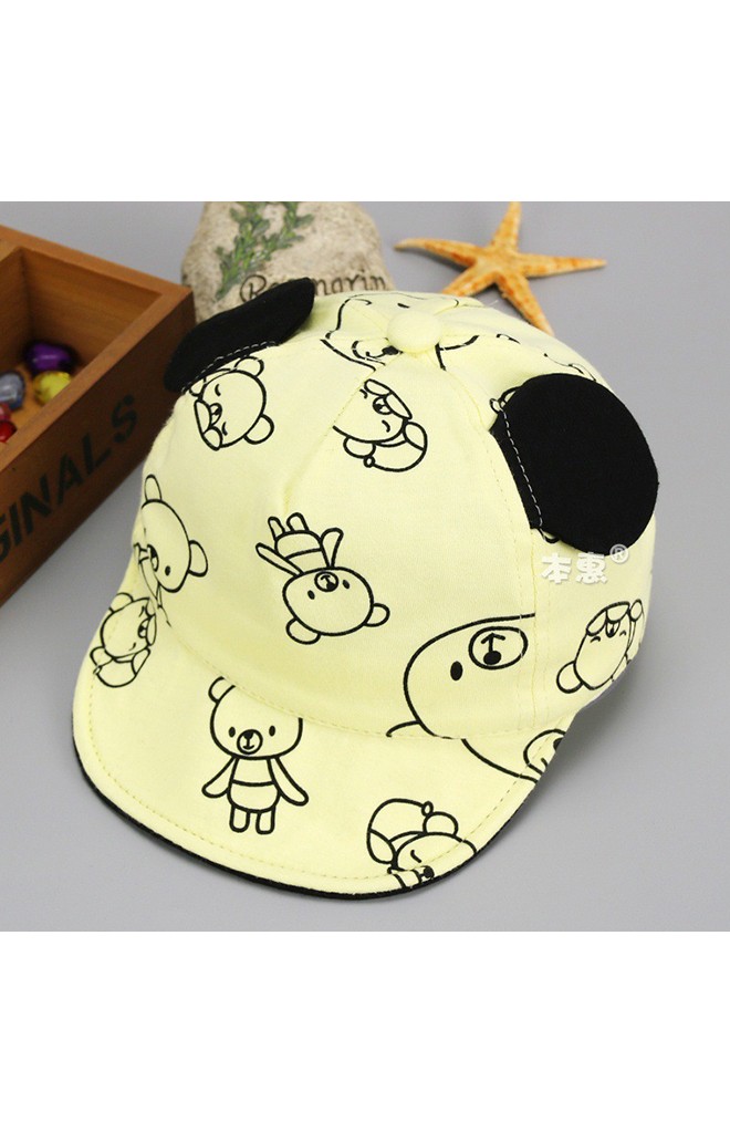 หมวกแก๊ปลายหมีแต่งหูน่ารัก KUKUJI