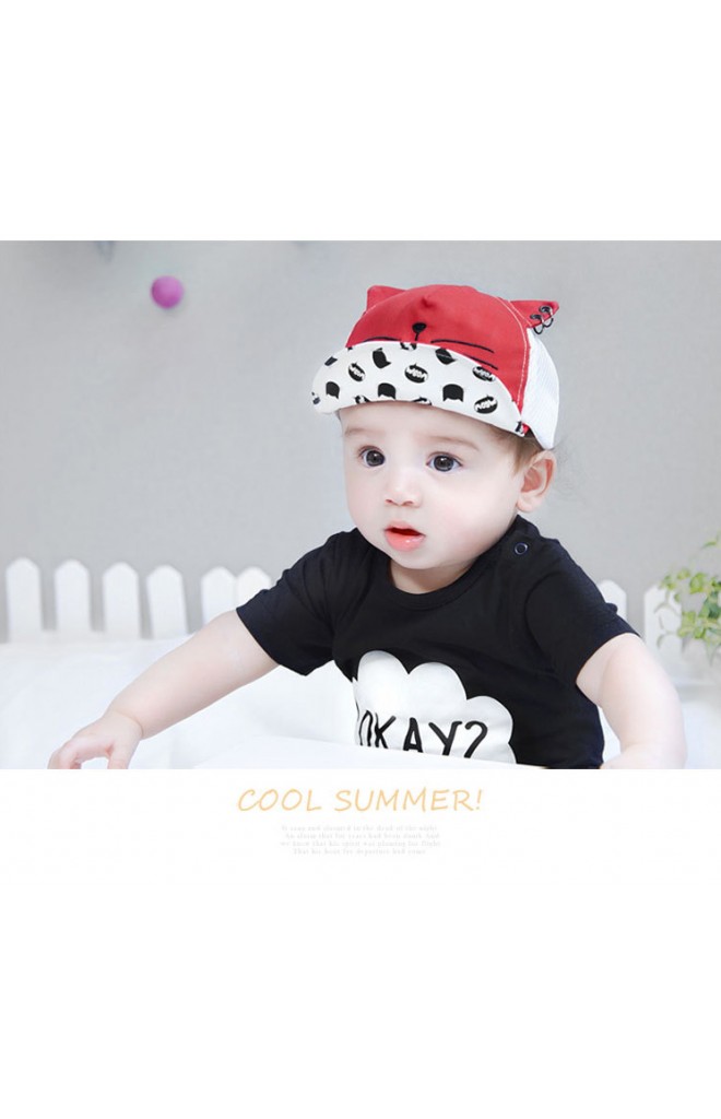 หมวกแก๊ปหน้าแมวน้อย ด้านหลังผ้าตาข่าย GZMM
