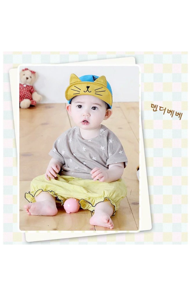 หมวกแก๊ปสกรีนรูปแมว ปลายปีกหมวกแต่งหูแหลม