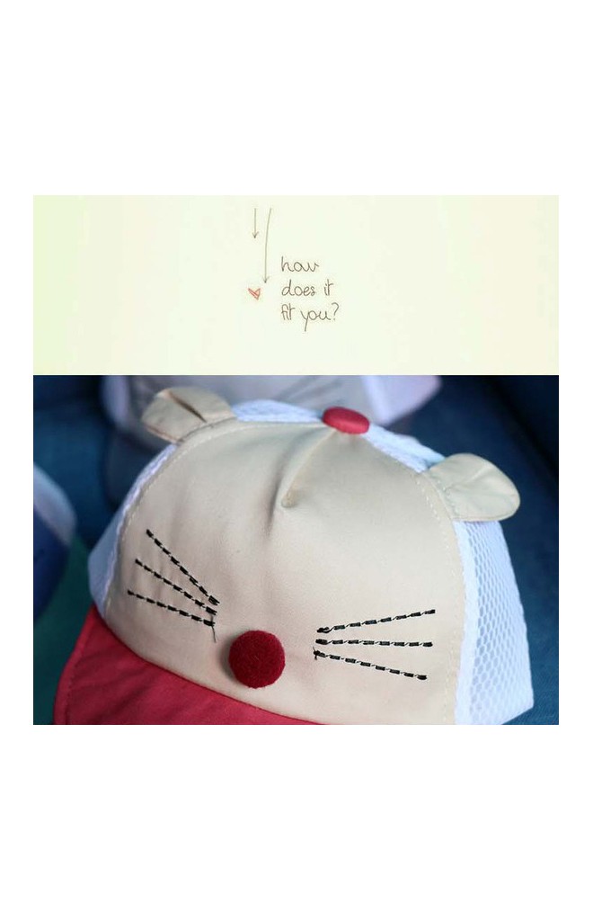 หมวกแก๊ปเด็กหน้าแมวแต่งจมูกกลมและหูน่ารัก KUKUJI