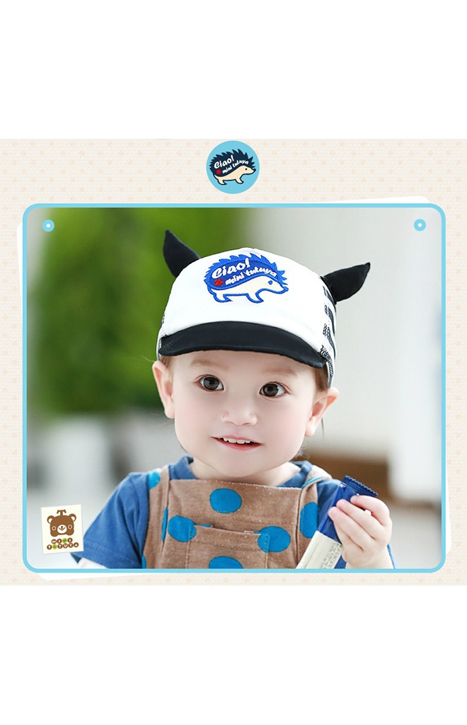 หมวกแก๊ปเด็กปักลายเม่นน้อยน่ารัก ด้านหลังผ้าตาข่าย TUTUYA