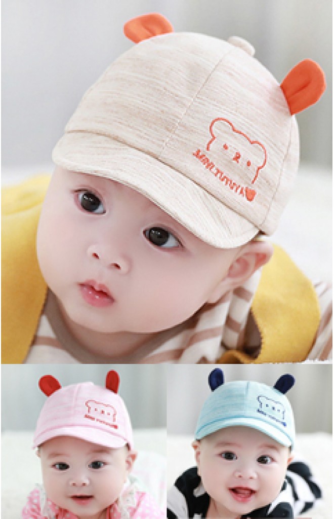 หมวกแก๊ปเด็กเล็กปักหมีน้อย แต่งหูน่ารัก จาก TUTUYA