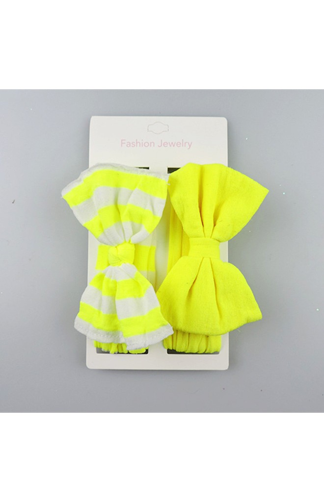 สายคาดผมโบว์ผ้ายืด เซ็ต 2 ชิ้น แบบสีพื้นและลายทาง