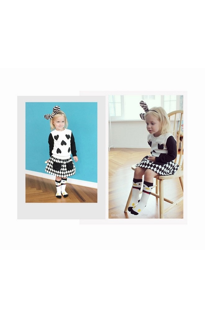 ถุงเท้าเด็กลายเพนกวินแบบยาว มีกันลื่น Kids Socks