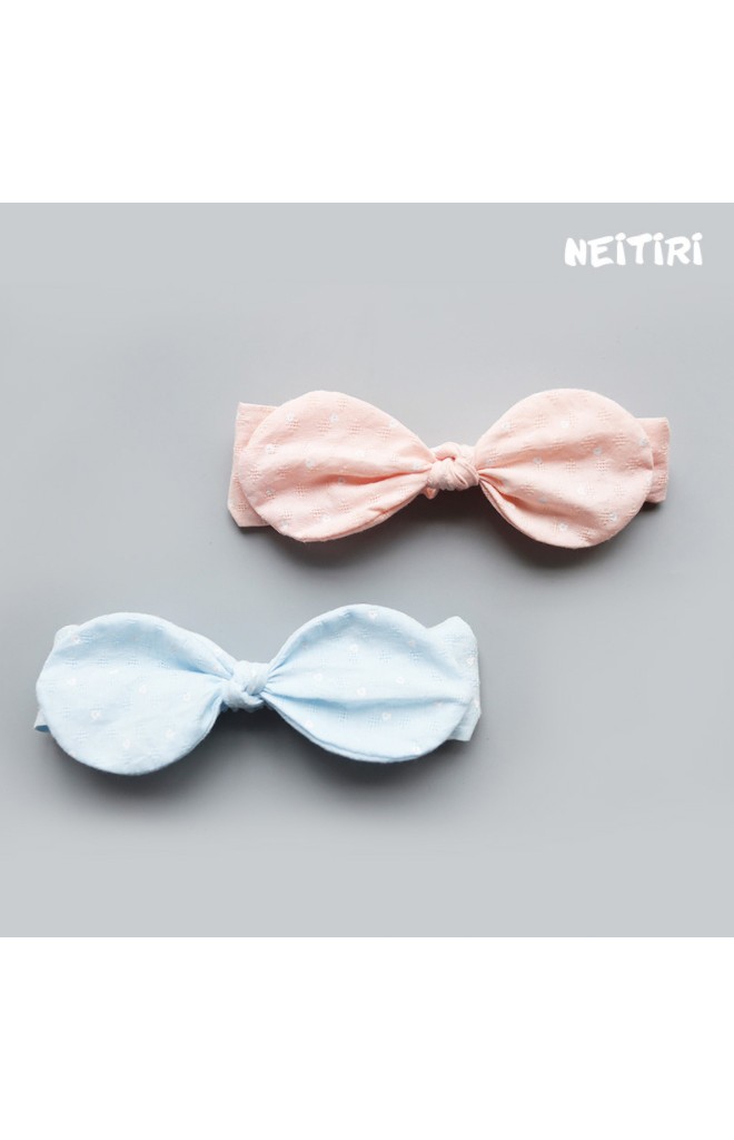 สายคาดผมโบว์กระต่ายกลมลายดอกไม้ขาวเล็กๆ Angel Neitiri