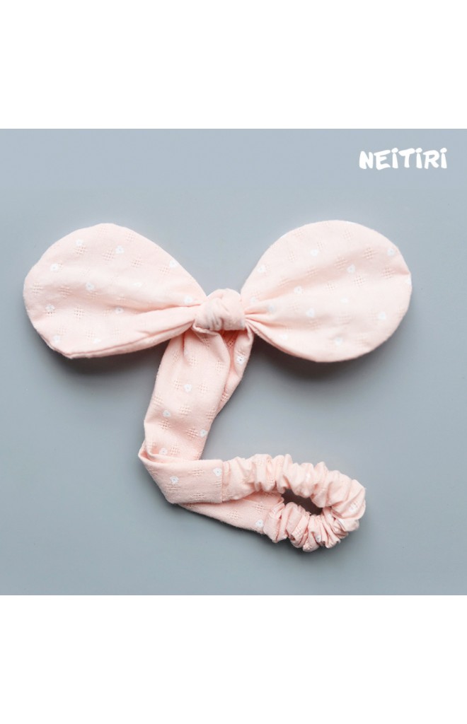 สายคาดผมโบว์กระต่ายกลมลายดอกไม้ขาวเล็กๆ Angel Neitiri